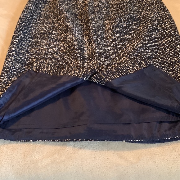 JCrew midi length navy wool skirt with slight metallic thread woven through it. - Picture 4 of 5